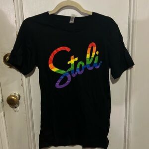 Stoli graphic black tee shirt rainbow